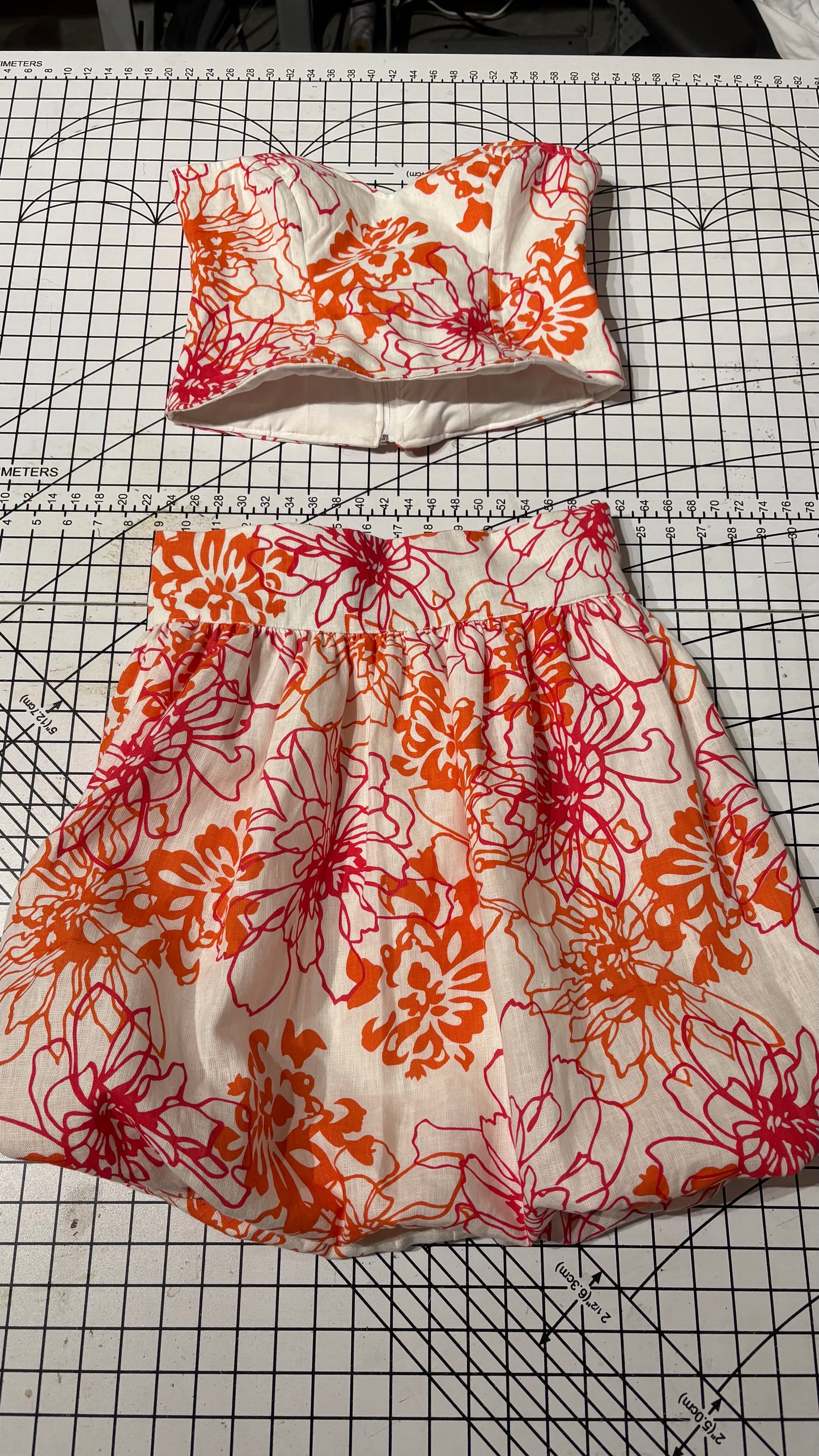 2 piece strapless top & bubble dress