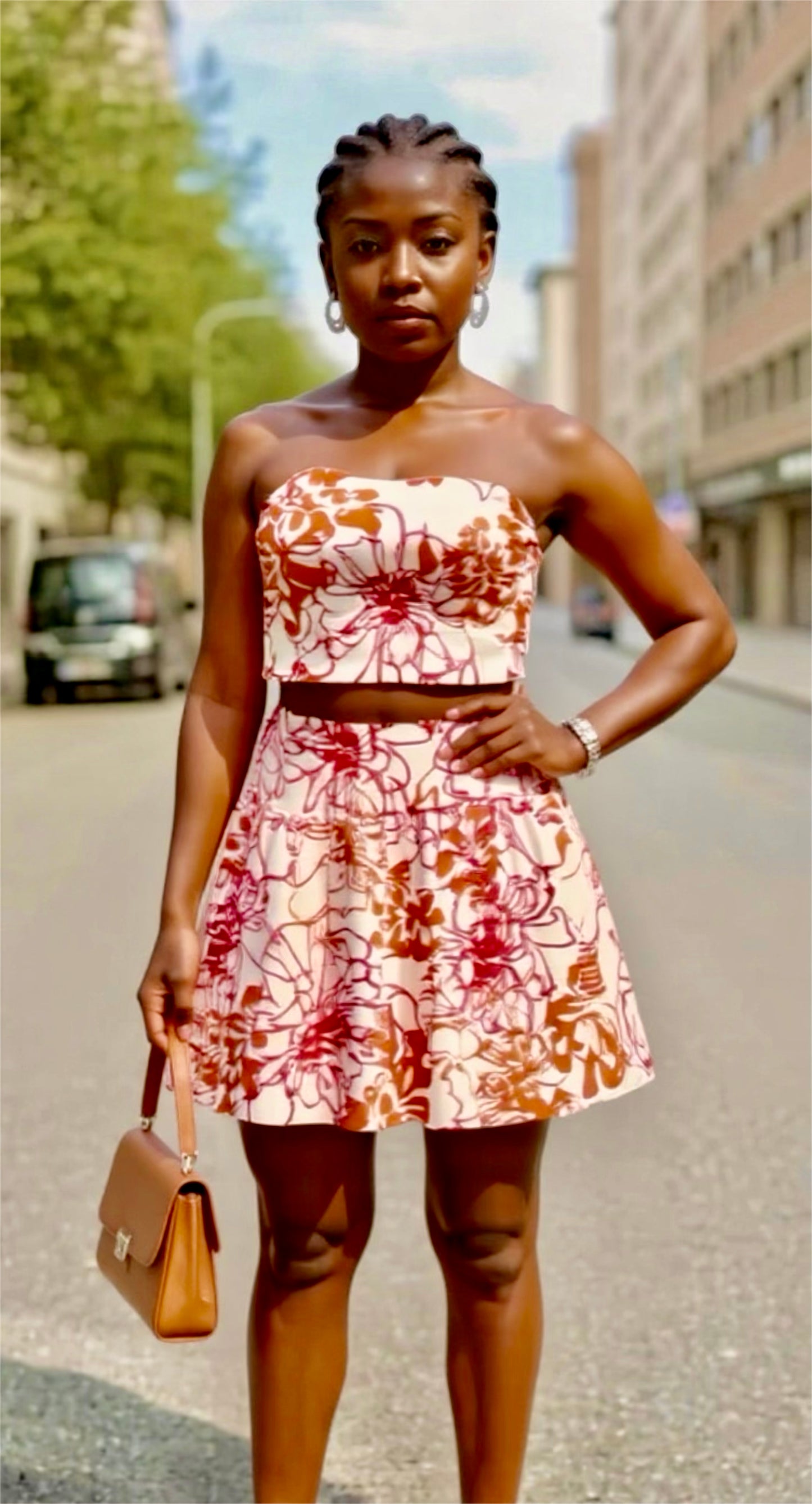 2 piece strapless top & bubble dress