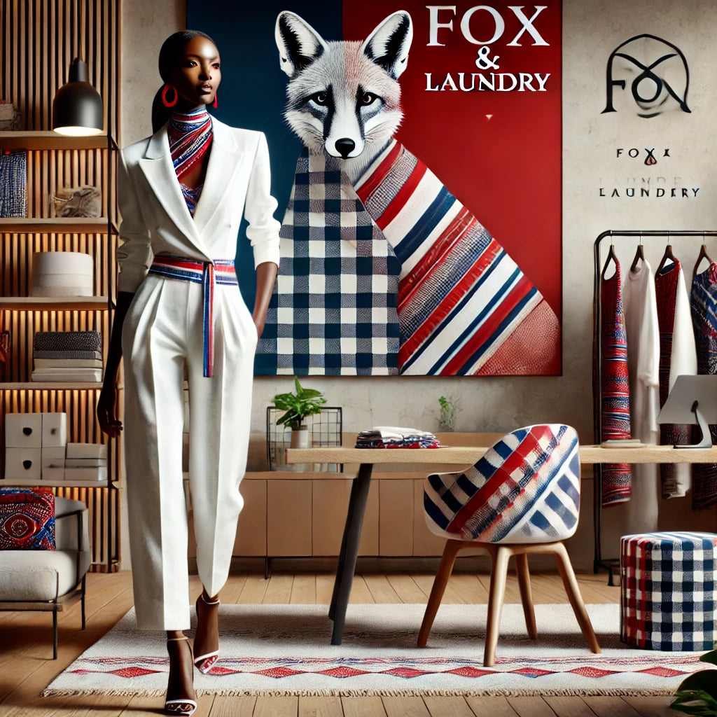 Fox & Laundry Chic white linens/scuba with Maasai jumpsuit