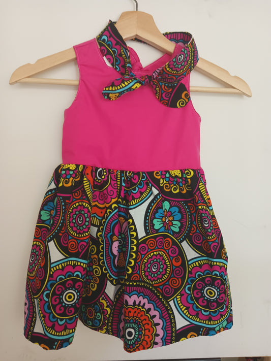 Toddler Ankara dress with matching hairband