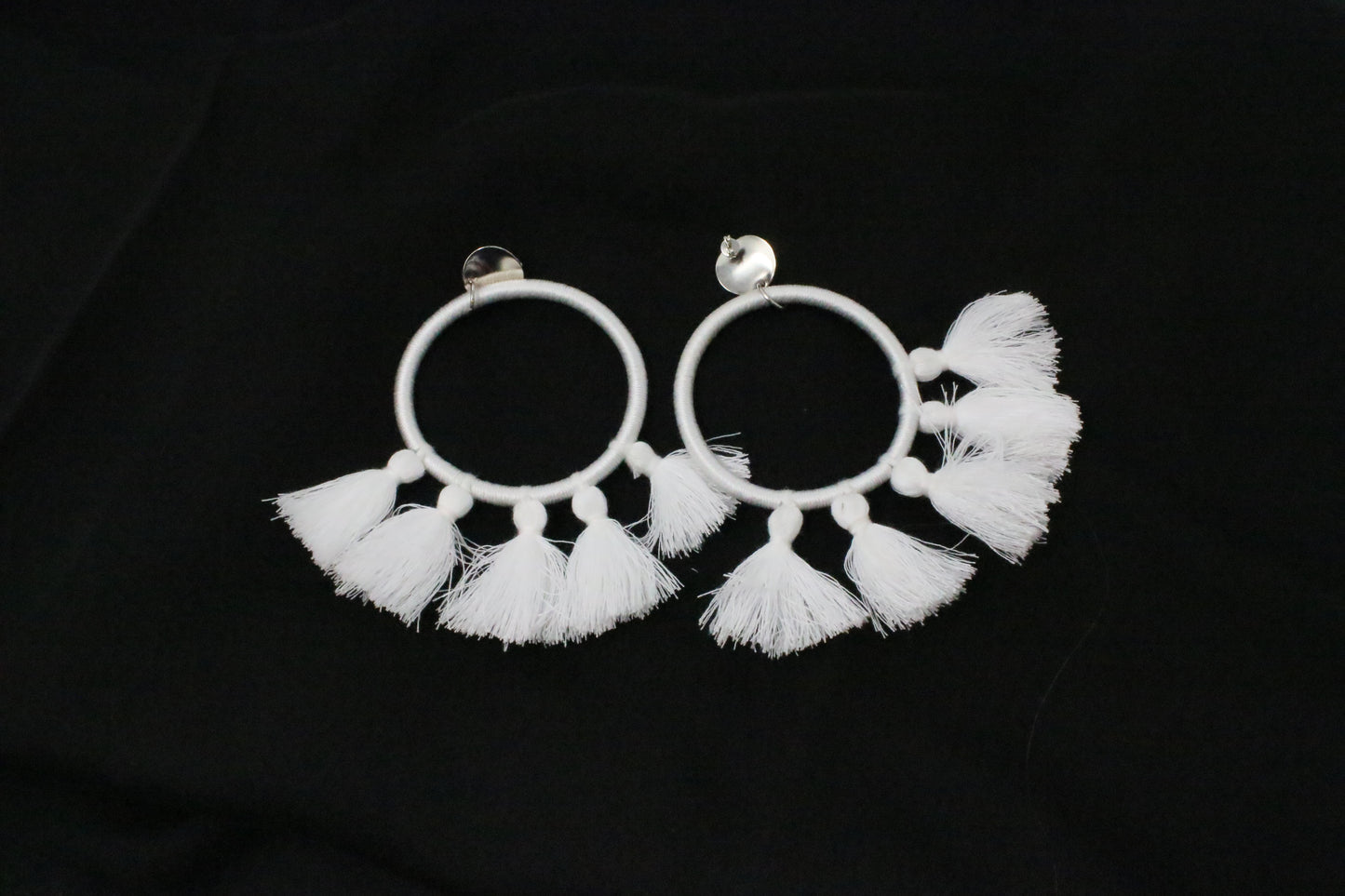 White or Black 5 tassel earrings