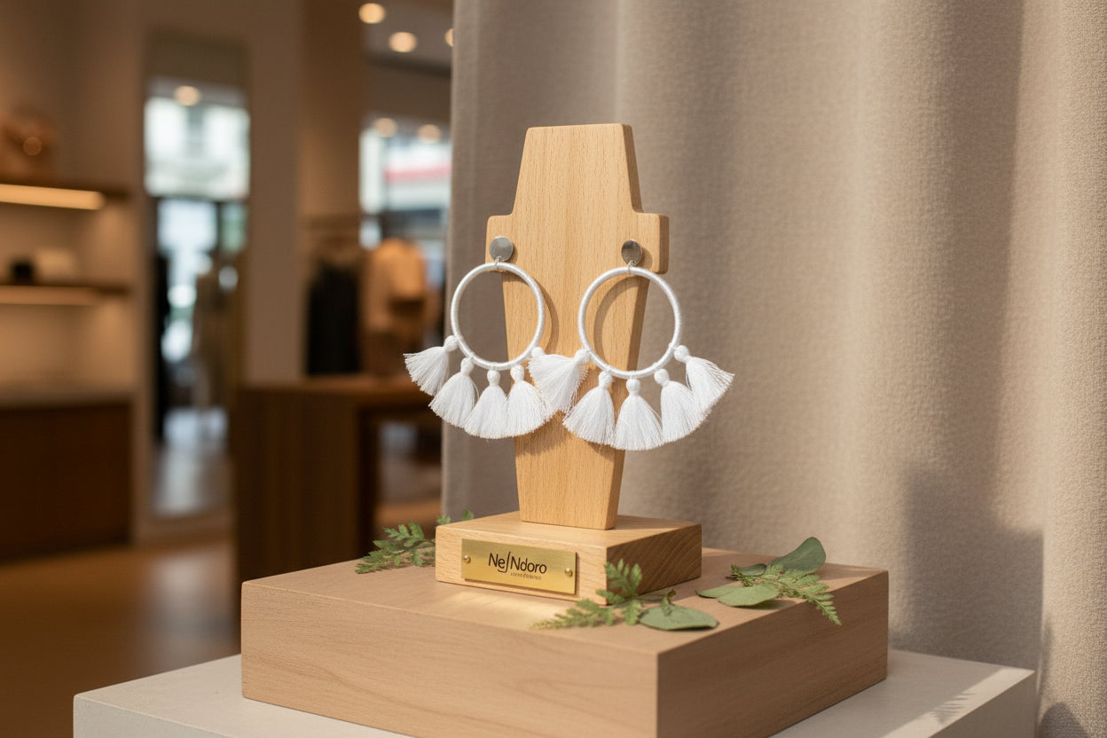 White or Black 5 tassel earrings