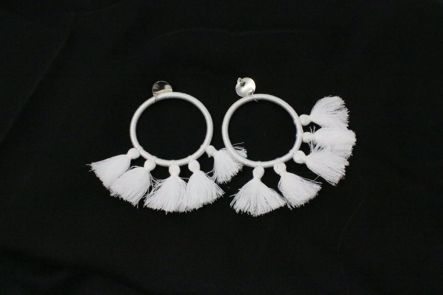 White or Black 5 tassel earrings