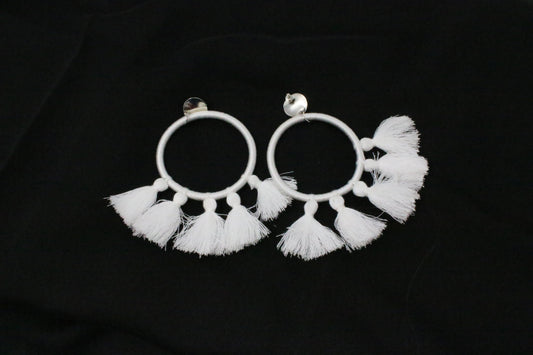 White  or Black 5 tassel earrings