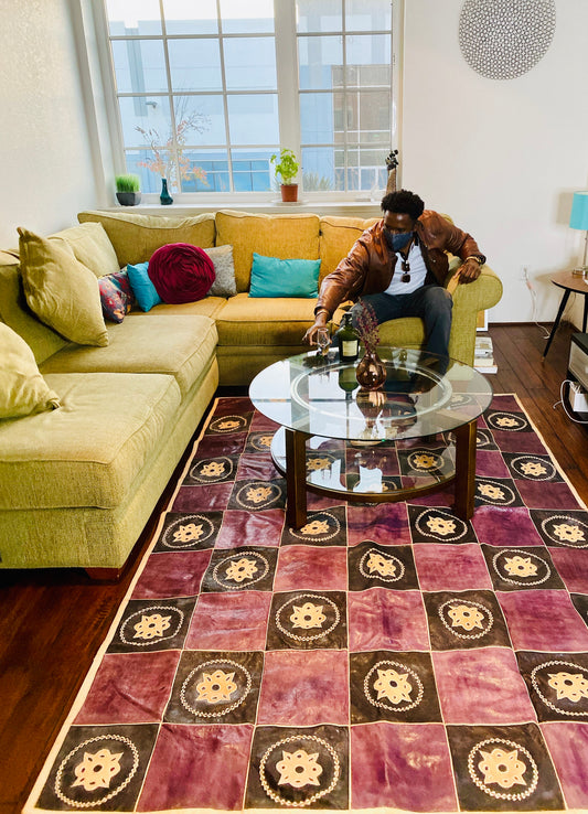 Hausa Cameroonean Leather  area rug tapestry