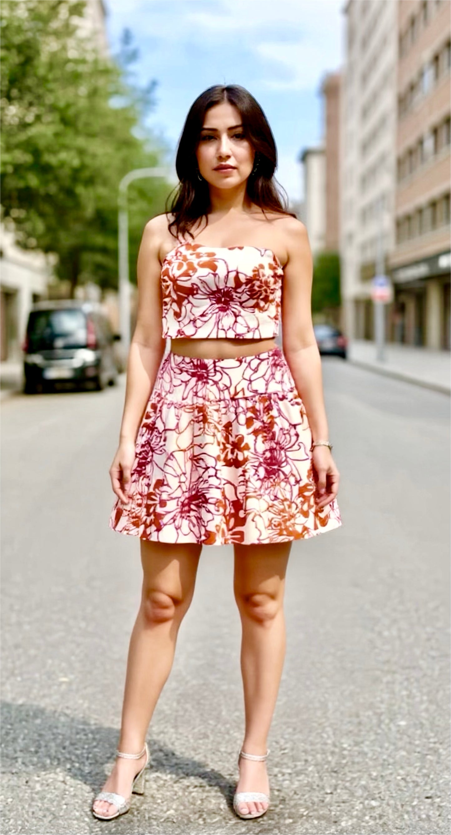 2 piece strapless top & bubble dress