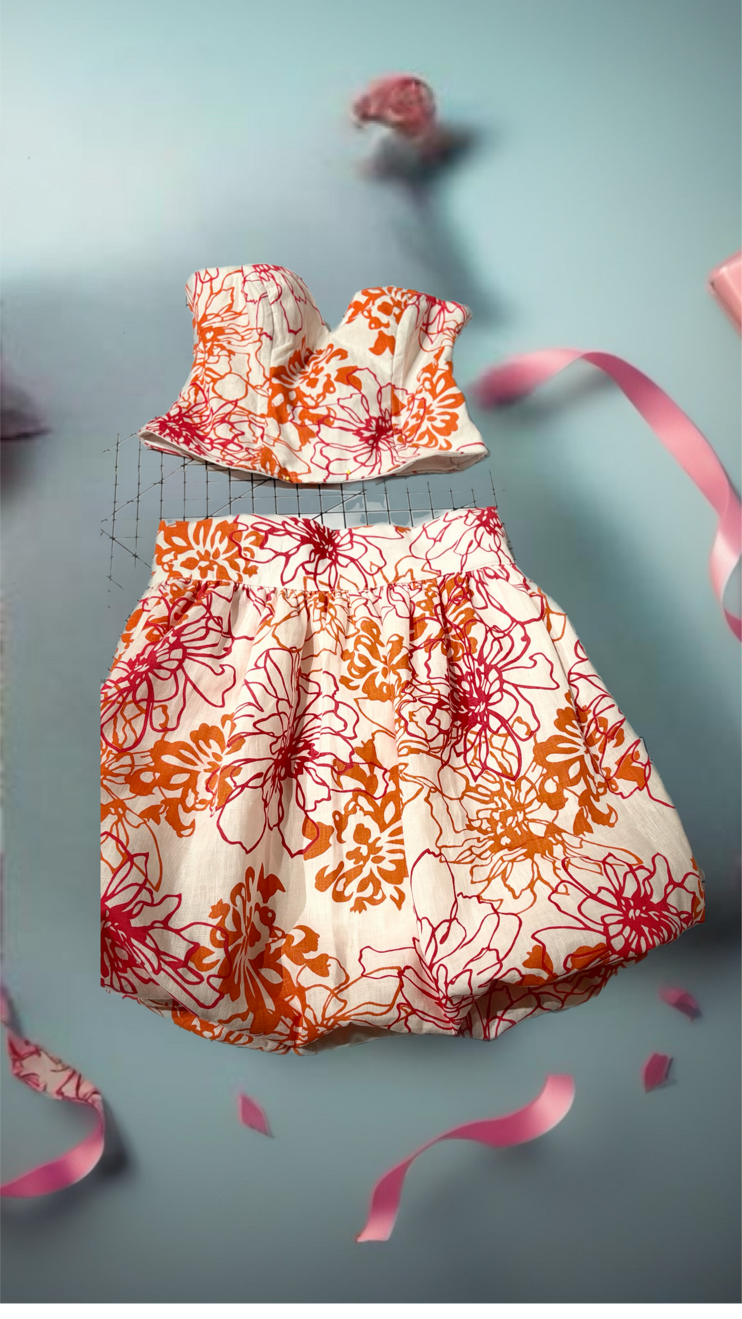 2 piece strapless top & bubble dress