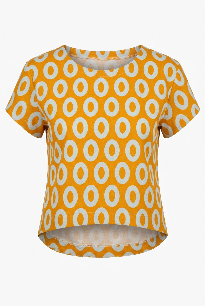 Mochi Cotton/Linen Canvas Shaper Top – Loop Dots Print – Shaper tops in Graphite / Sunset / Denim blue & also Maternity-Friendly