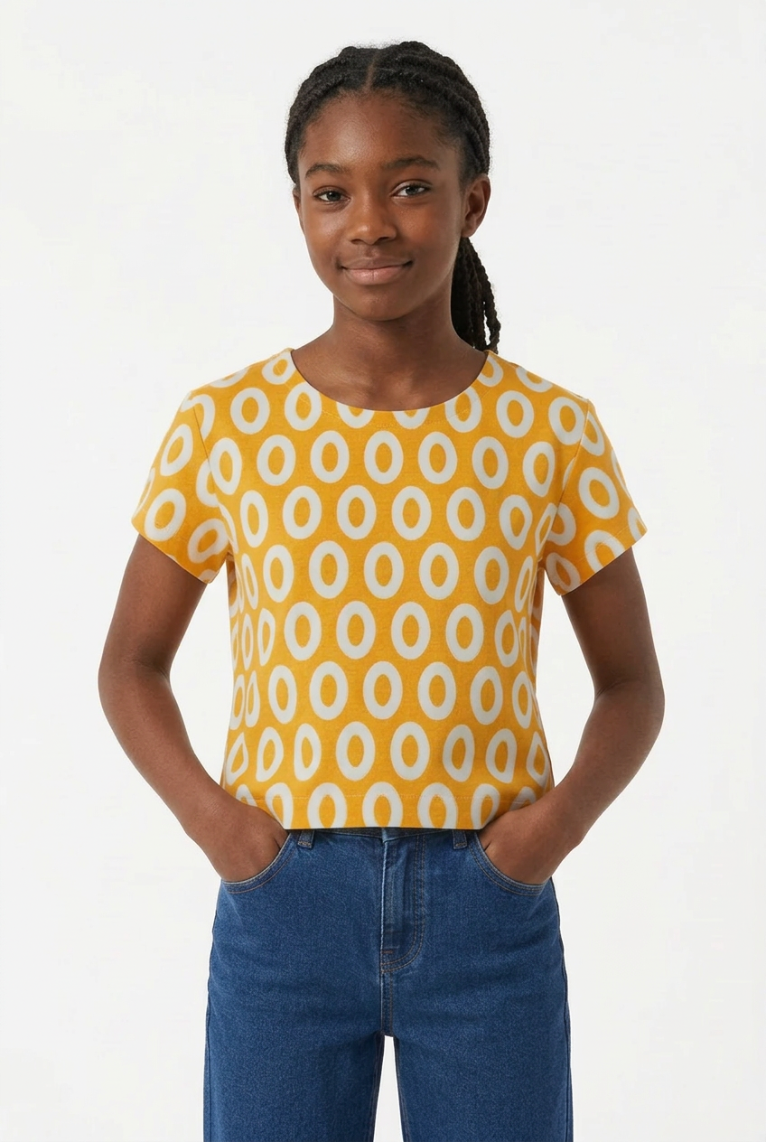 Mochi Cotton/Linen Canvas Shaper Top – Loop Dots Print – Shaper tops in Graphite / Sunset / Denim blue & also Maternity-Friendly