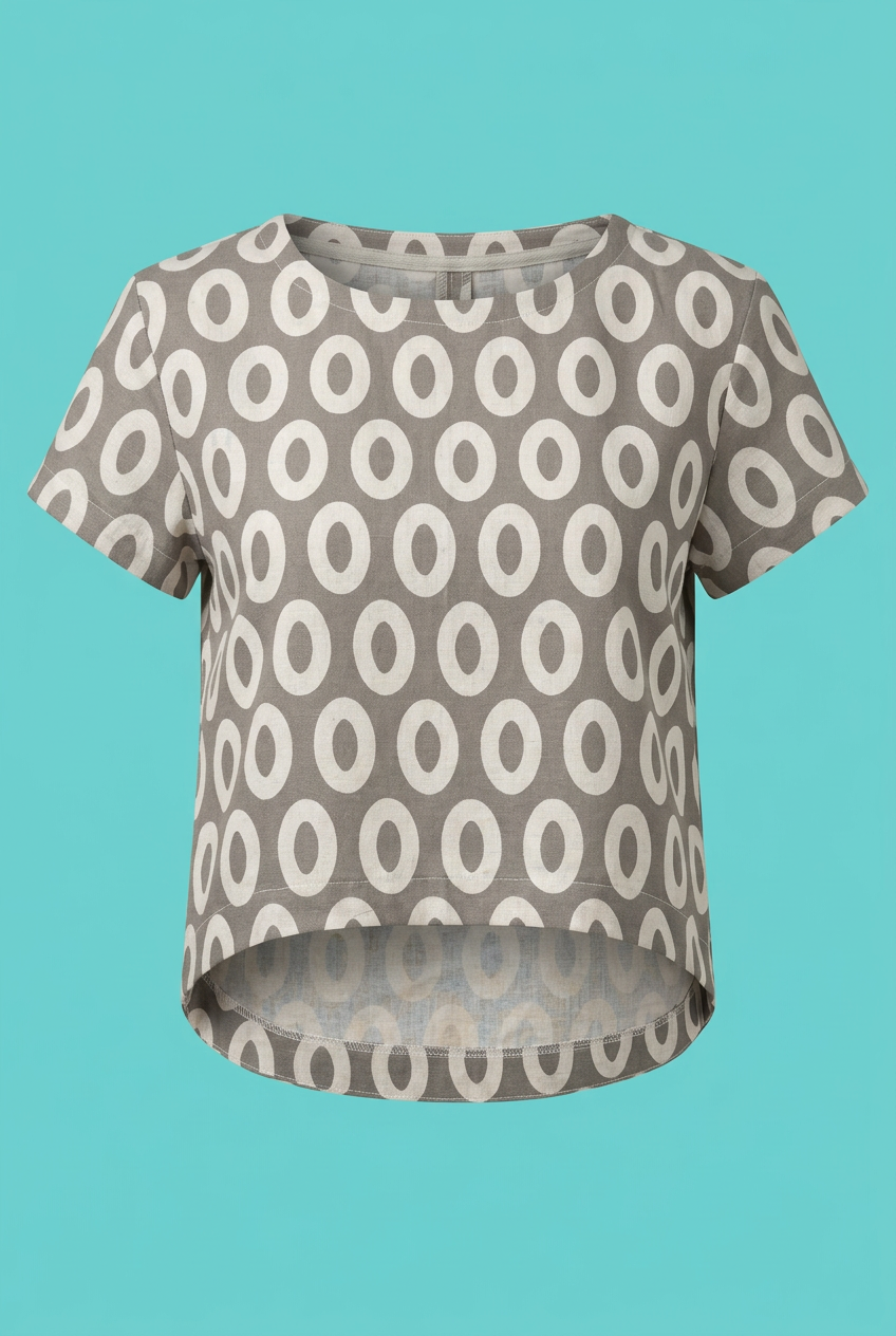 Mochi Cotton/Linen Canvas Shaper Top – Loop Dots Print – Shaper tops in Graphite / Sunset / Denim blue & also Maternity-Friendly