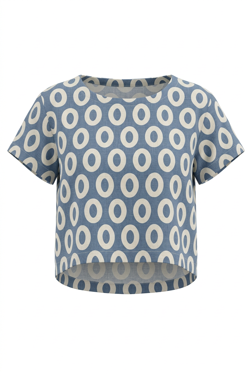 Mochi Cotton/Linen Canvas Shaper Top – Loop Dots Print – Shaper tops in Graphite / Sunset / Denim blue & also Maternity-Friendly