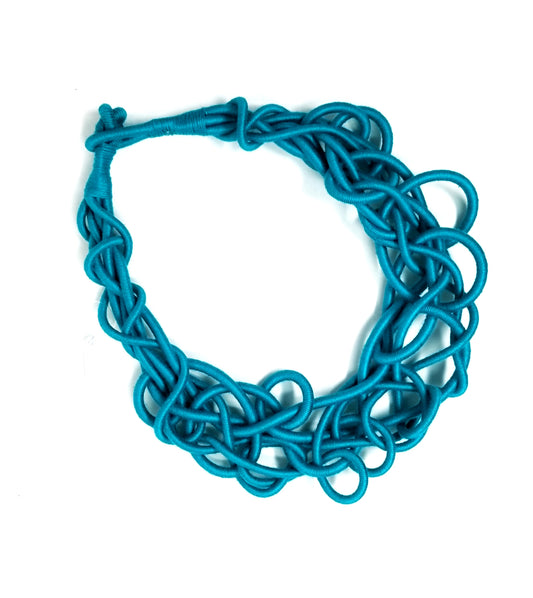 Easy-on-off turquoise looped necklace