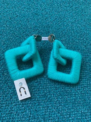Square Turquoise & Green Earrings