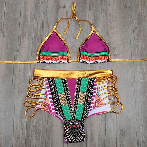 High Waist Sexy Gold Stamping Bathing  Suits