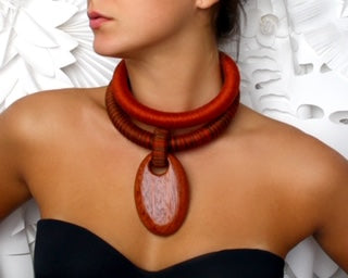 2 laps necklace with wood pendant